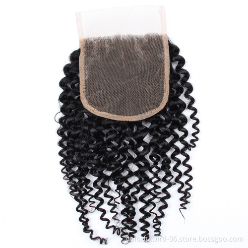 Free Sample Hair 4*4 Lace Closure Wholesale Brazilian Human Hair Extensions Unprocessed Raw Virgin hair jerry curly